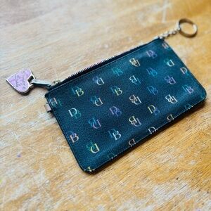 Dooney & Bourke Black Multicolor Logo Wallet Wristlet/with charm